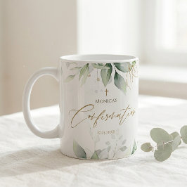 Grönska Guld Akvarell Konfirmationskaffekopp Kaffemugg