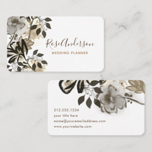 Grönska Guld Botanisk Floral Typografi Visitkort