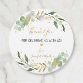 Grönska Guld Eukalyptus Babyfirande Gåvor Etiketter