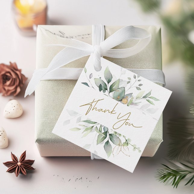 Grönska Guld Färg Eukalyptus Tack Gåvor Etiketter (Skapare uppladdad)