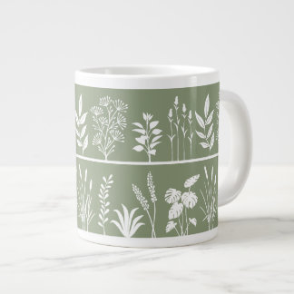 Grönska Herbarium Botaniska Växter Rand Jumbo Mugg