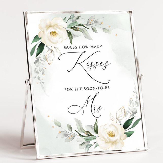 Grönska hur många kyssar bröllopsdusch spel affisc poster (Skapare uppladdad)