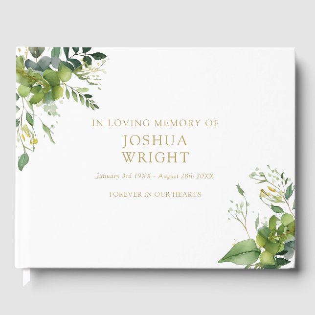 Grönska I Kärleksfull Minne Memorial Begravning Gästböcker (Framsida)