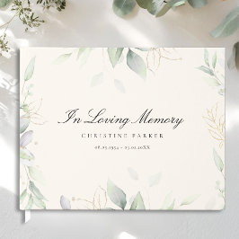 Grönska "In Memoriam" Beige Begravning Gästböcker
