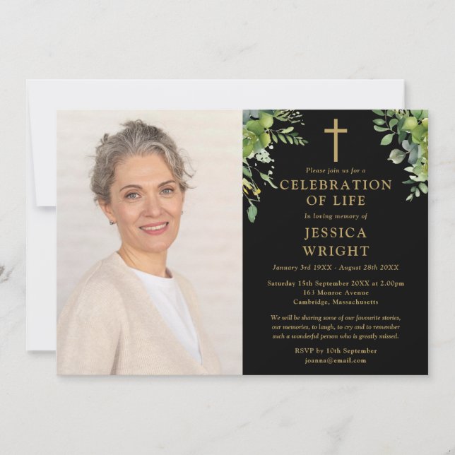 Grönska Kristet Firande Av Livet Foto Inbjudningar (Framsida)