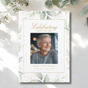 Grönska "Livets firande" Foto Begravning Inbjudningar