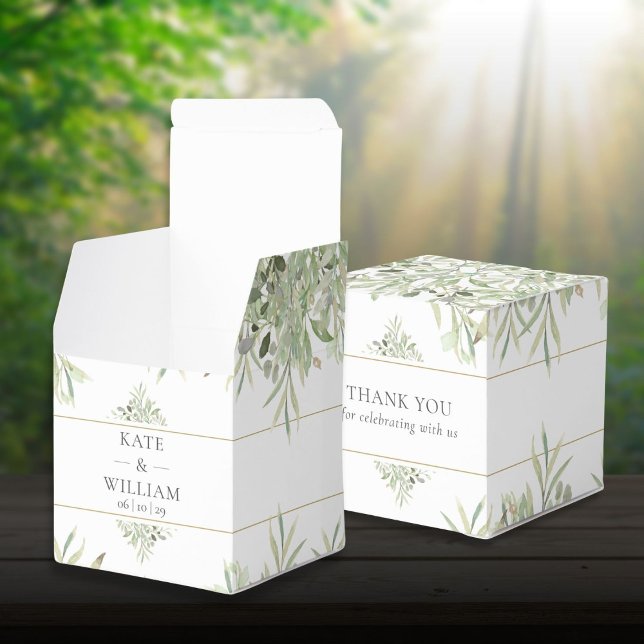 Grönska Löv Bröllop Tack Presentlåda (Greenery Foliage Wedding Thank You Favor Box)