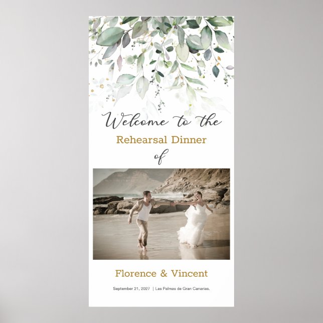 Grönska löv Rehearsal Dinner Välkomstskylt Poster (Framsidan)