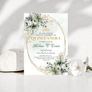 Grönska Lövverk Quinceañera Boho Stil Inbjudan