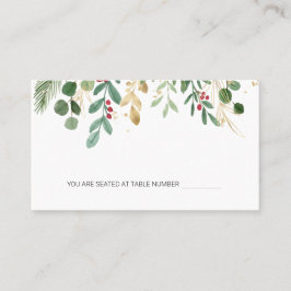 Grönska Lövverk Röd Bär Jul Bröllopsplats Placeringskort