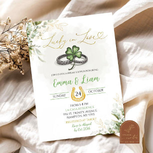 Grönska Lucky In Love Shamrock Bröllopsdusch Inbjudningar