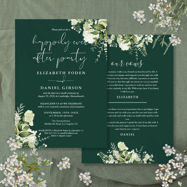 Grönska Lyckliga för alltid Fest Bröllopslöften Inbjudningar (Greenery Happily Ever After Party Wedding Vows Invitation
)