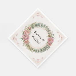 Grönska Med Rosa Blommor Romantisk Bröllop Pappersservett