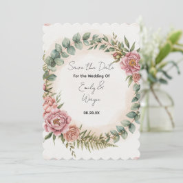 Grönska Med Rosa Blommor Romantisk Bröllop Spara Datumet