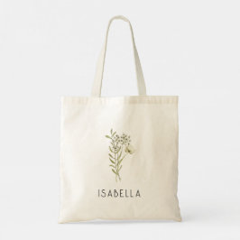 Grönska Minimal Floral Anpassat Namn Modern Tygkasse