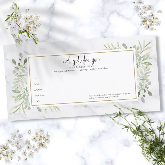 Grönska Naturlig Marmor Presentkort (Greenery Natural Marble Gift Certificate)