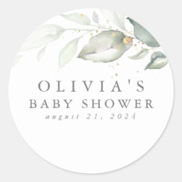 Grönska och guld Elegant Modern Minimalism Runt Klistermärke