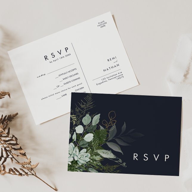 Grönska och Guldblad Marin Sång Förfrågan RSVP-kor Vykort (Skapare uppladdad)