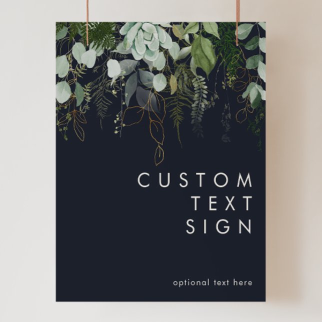 Grönska och Guldblad Marinblå Kort och Gavor Anpas Poster (Skapare uppladdad)