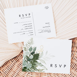 Grönska och Guldblad Sångförfrågan RSVP-kort Vykort