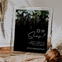 Grönska och Guldblad | Svart Oh Snap Hashtag Poster