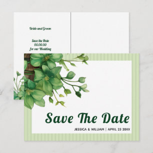 Grönska och ränder vårbröllop Save the Date Vykort
