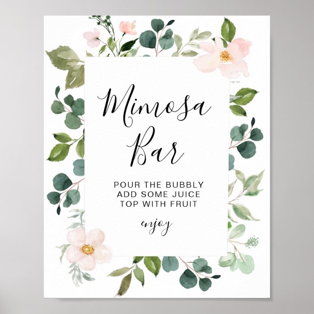 grönska och rosafärgad bröllopsdusch mimosa bardis poster (Framsidan)