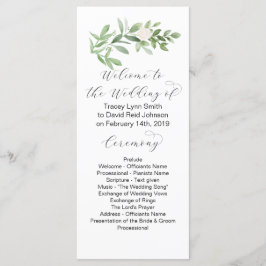 Grönska och rosafärgad Bröllopsprogram Program