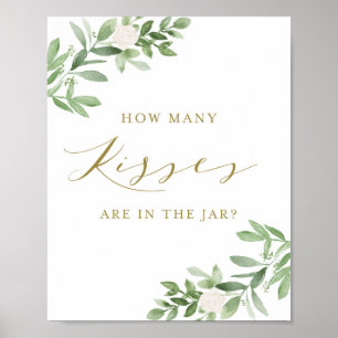 Grönska och vita blommor Hur många kyssar spel Poster