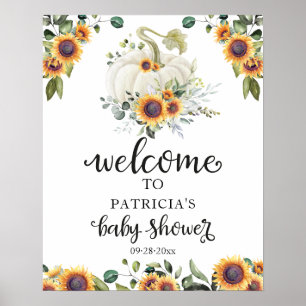 Grönska Pumpa Höst Bebis Shower Välkomstskylt  Poster