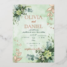 Grönska rose guld folie blad bröllop