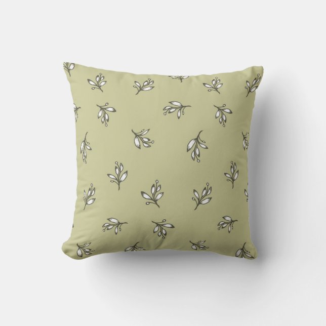 Grönska sagegrön rustik blomster  kudde (Framsida)
