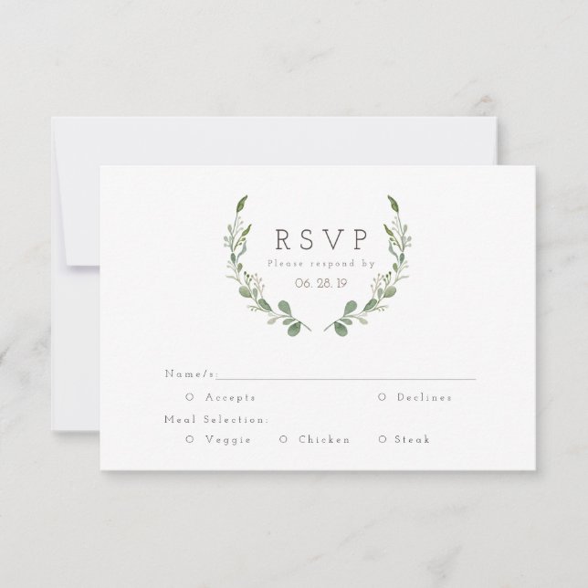 Grönska Vinrankor Akvarell | RSVP OSA Kort (Framsida)