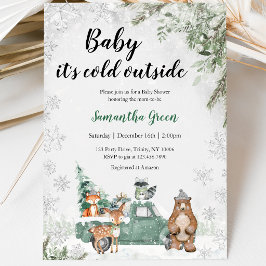 Grönska Vinter Skog Bebis Shower Inbjudningar