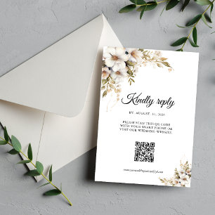Grönska Vit Blommig QR-kod OSA Kort