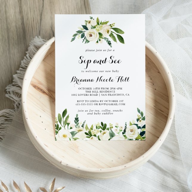 Grönska Vit Höst Blommig Sipp och Se Inbjudningar (Skapare uppladdad)
