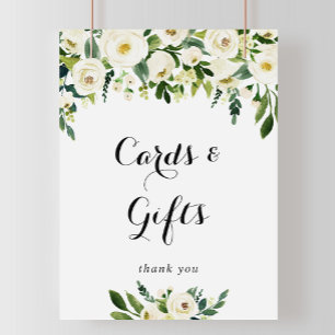 Grönska Vit Höst Blommiga Kort och Gåvor Skylt