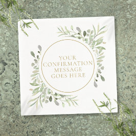 Grönska Watercolor Blommig Guld Konfirmation Pappersservett