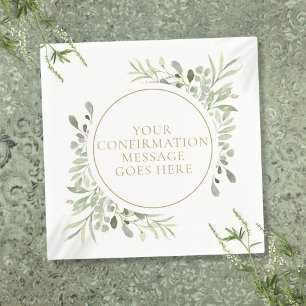 Grönska Watercolor Blommig Guld Konfirmation Pappersservett