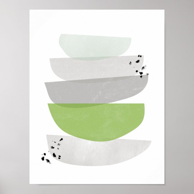 grönskaabstrakt, minimalist affischtryck poster (Framsidan)