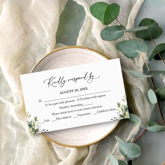 Grönskande akvarell Eukalyptus RSVP-svar  Tilläggskort (Skapare uppladdad)
