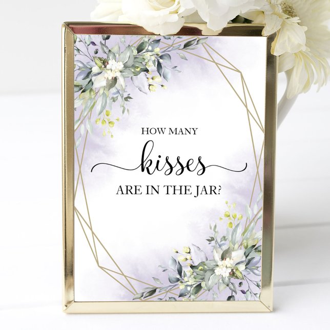 Grönskande akvarell Hur många kyssar skylt (Skapare uppladdad)