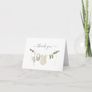 Grönskande Bebis Babyshower Party Boho Baby Klädst Tack Kort