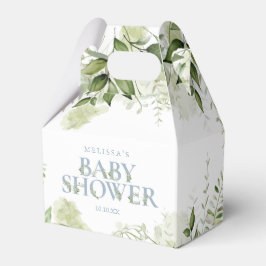 Grönskande botanisk dammig blå baby shower presentaskar