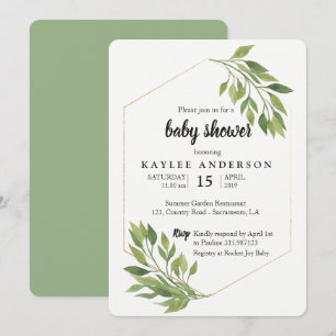 Grönskande elegant Baby shower-inbjudan Inbjudningar