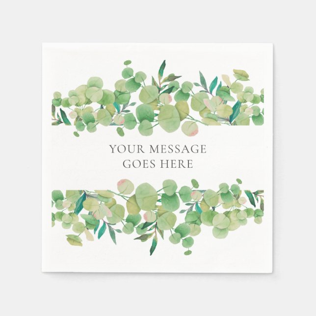 Grönskande eukalyptusgirlangd pappersservett (Framsidan)