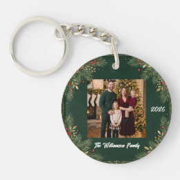 Grönskande familjefoto jul akrylnyckelring