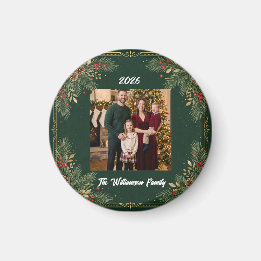 Grönskande familjefoto julmagnet magnet