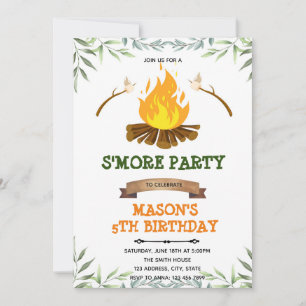 Grönskande s'more camp födelsedagsinbjudan inbjudningar