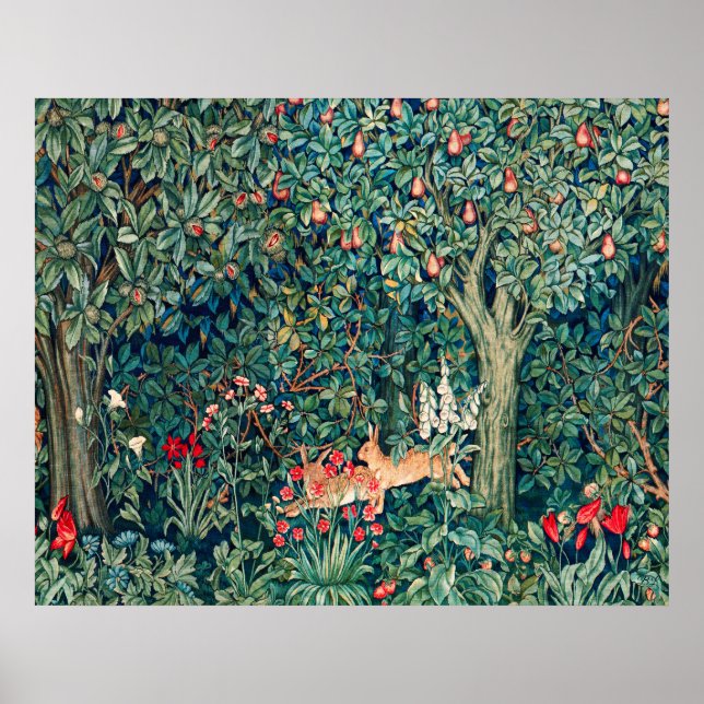 GRÖNSKAP,SKOGSDJUR Harar ,Grön Blommig Poster (Framsidan)